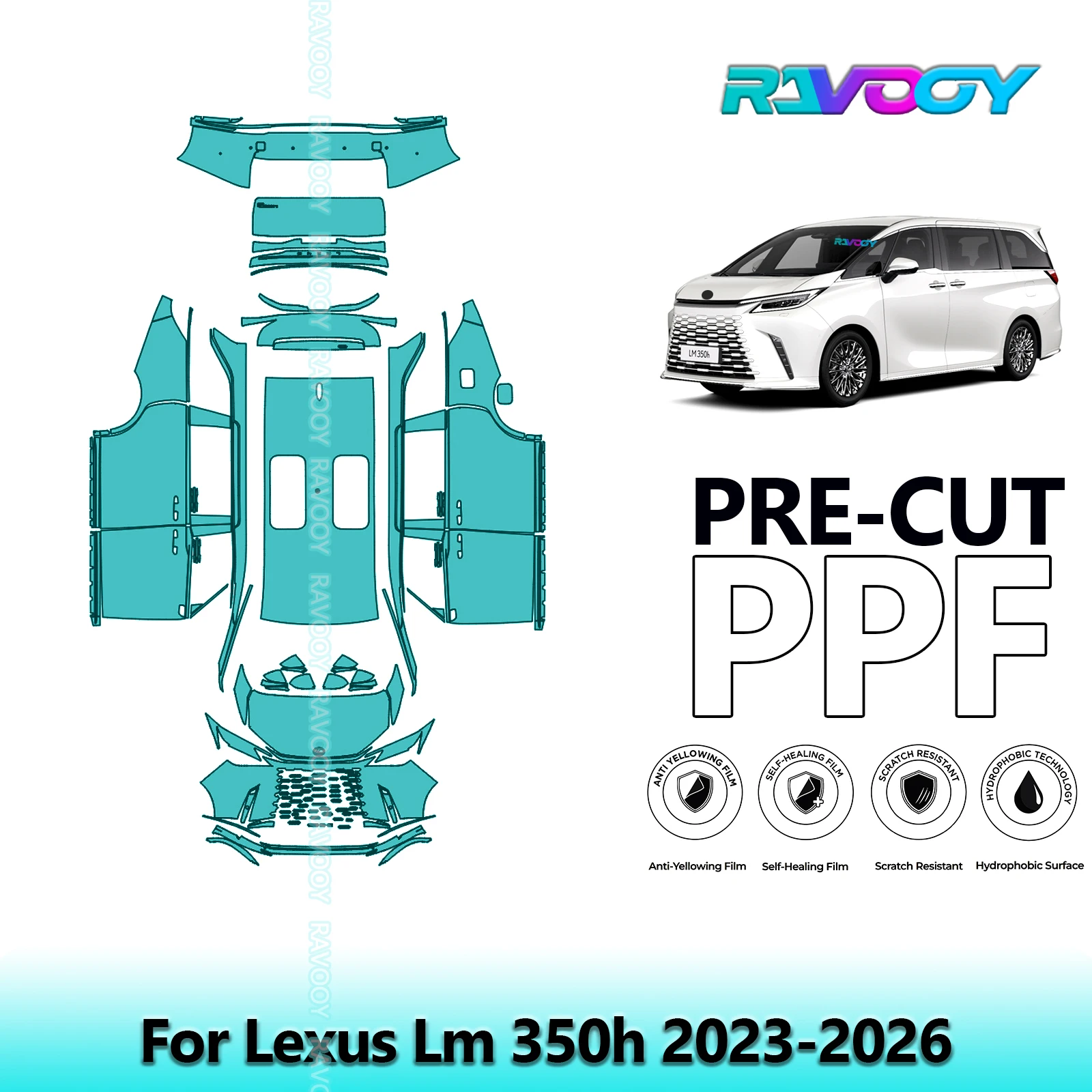 

For Lexus LM 350h 2023-2026 Full Vehicle 8.5Mil Precut PPF Kit Paint Protection Film