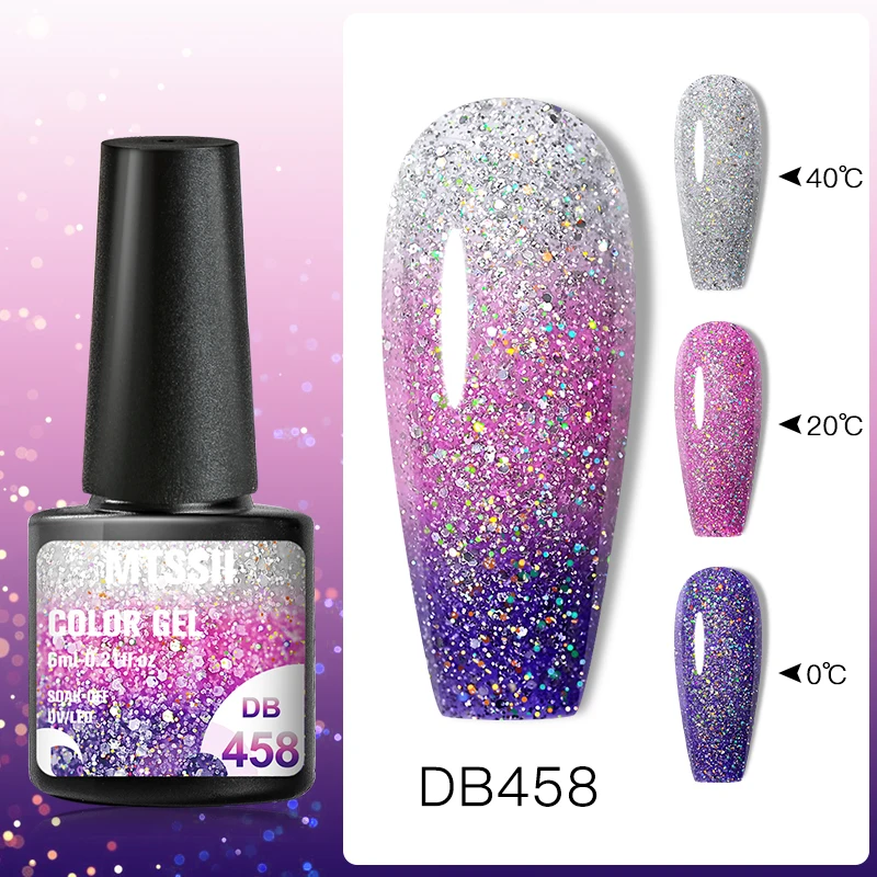 Mtssii 6ml Thermal 3-layers Color Changing UV Gel Polish sparkle Glitter Nail Gel Polish Soak Off Nail Art Gel Varnishes