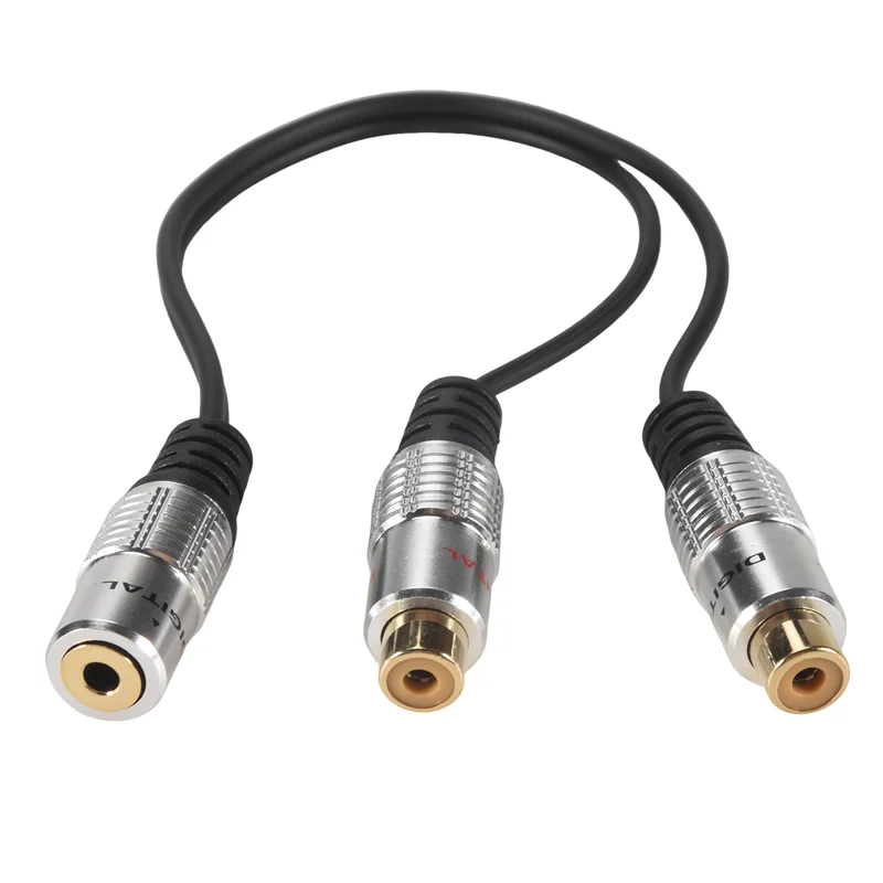 3.5Mm (1/8 Inch) Stereo Jack Female To 2 Dual RCA Female Jack Stereo Audio Splitter Y Adapter Cable For Connector AV Audio/Video