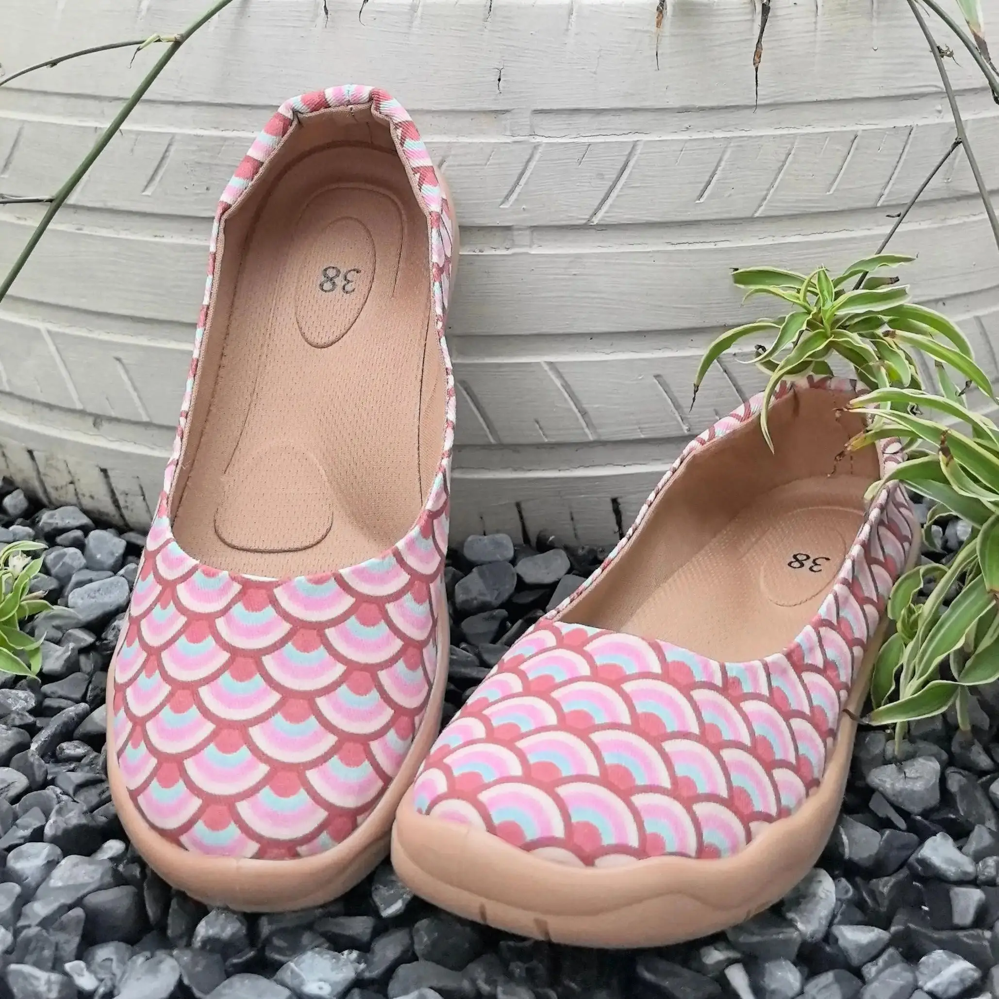 

Women's Spring and Summer New Fashionable Colorfulful Animal Scale Printed Casual Shoes, Comfortable Shallow Low-Cut Soft Soles, Lightweight and Breathable Large Size Women's Shoes