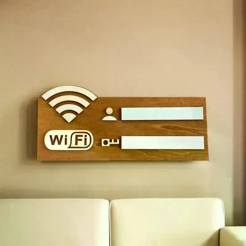 1pc Rustic Wooden WiFi Password Sign, Vintage Wall-Mounted Wireless Network Indicator Plaque, Multi-Purpose Home Decor Accessory