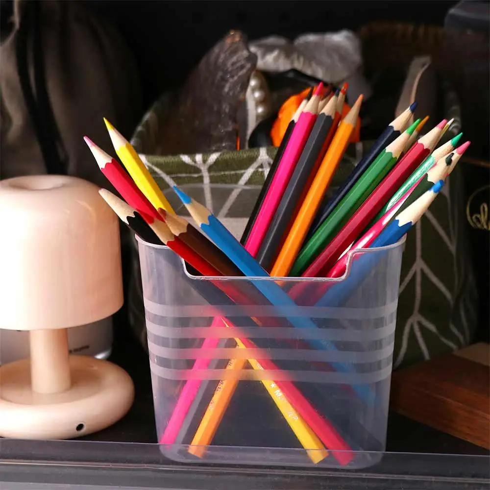 Desktop Organizer Stationery Box Large Capacity Cosmetic Holder Storage Box Translucent Multifunctional Pen Holder Student