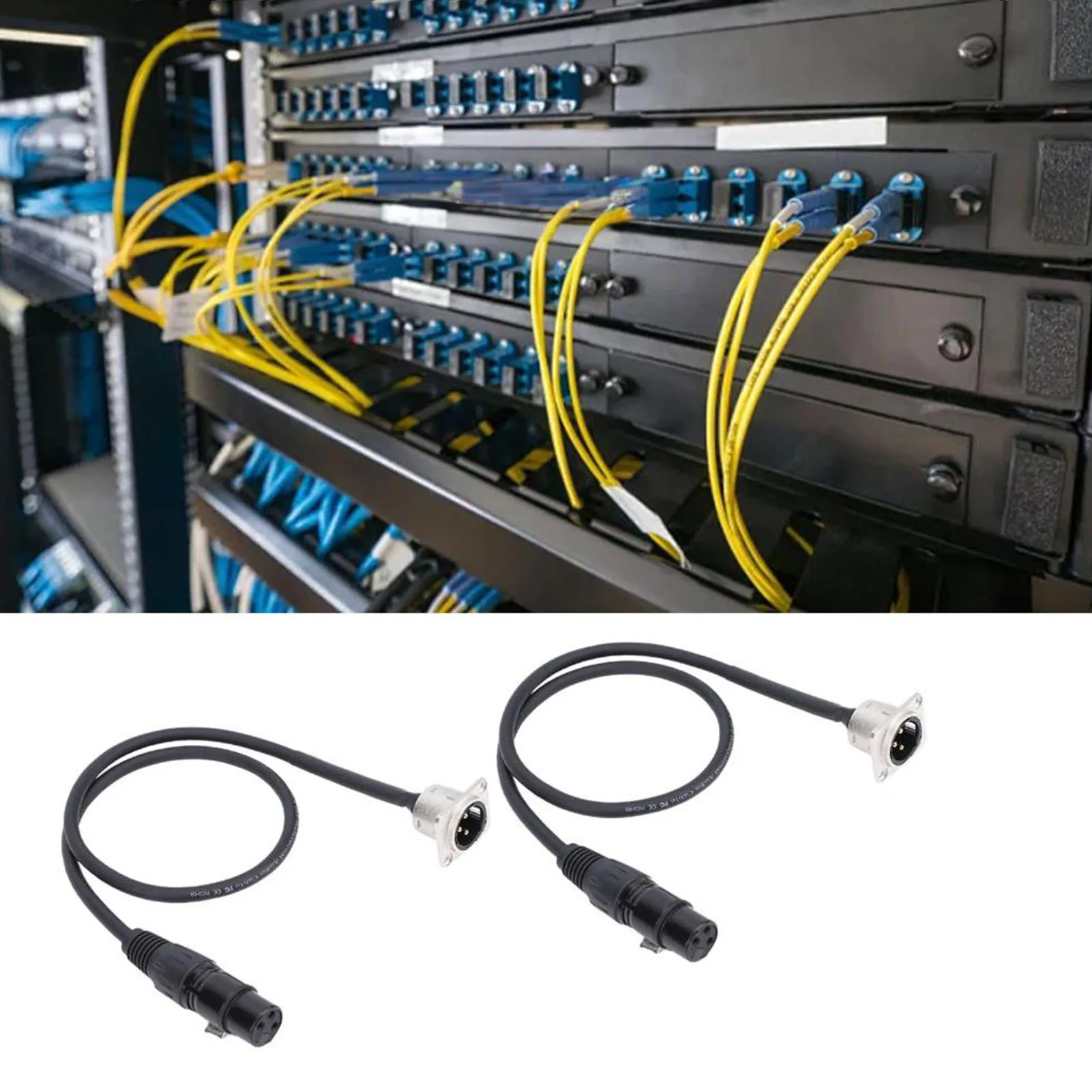 2PCS XLR Pass Through Cables Male Panel Mount to Female Connector 3 Pin D Type XLR Cable for Stage Box Patch Panel Floor Box 2FT