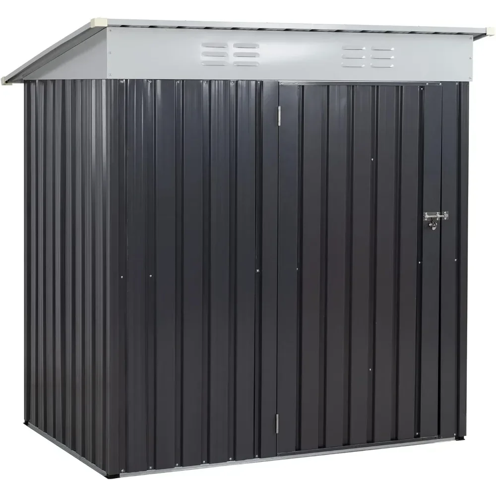 

6X4 FT Outdoor Storage Shed,Waterproof Metal Garden Sheds Single Door,Weather Resistant Steel Tool Storage House Shed,Dark Grey