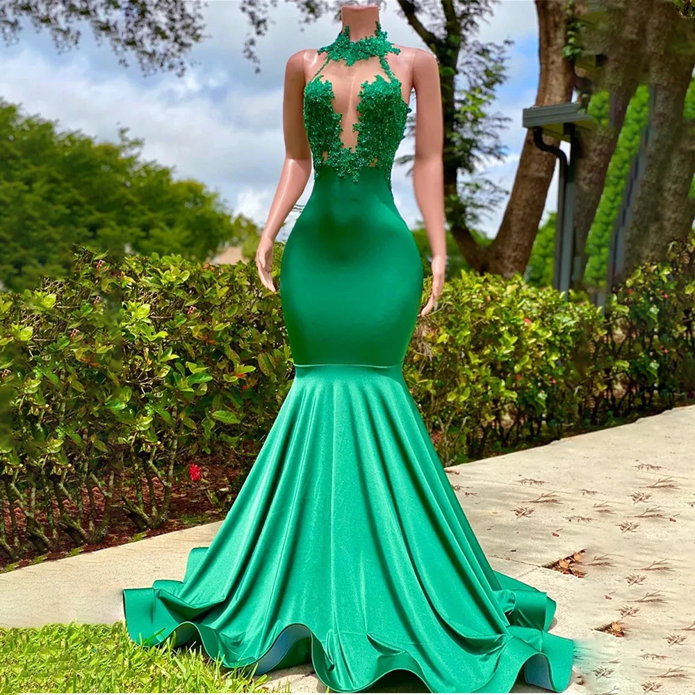

2026 Evening Dresses Halter Backless Sleeveless Mermaid Luxury Appliques Women's Formal Evening Gowns Elegant Vestidos De Noche