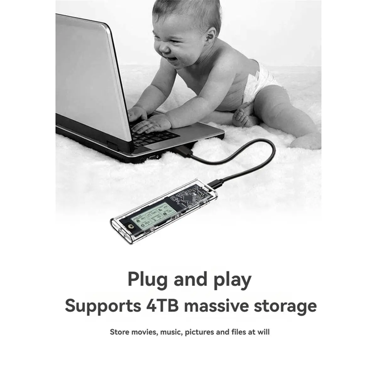 computer M.2 SATA NGFF Protocol SSD Enclosure Case Intelligent Digital Health Detection Type-C USB3.2 Hard Drive Case