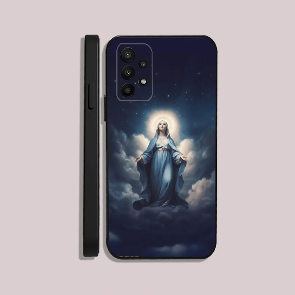 Christian Virgin Mary Phone Case For Samsung S24,23,22,30,21,10,9,Ultra,Plus,Lite,FE,5G Black Soft Case