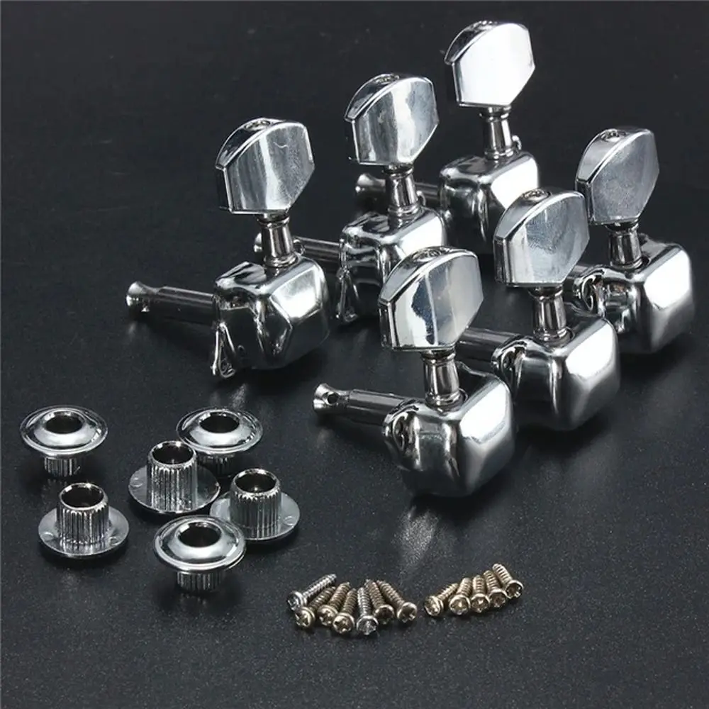 

Semi-closed Guitar String Peg Locking Tuners Machine Heads String Tuning Pegs Silver Zinc Alloy String Button Tuner