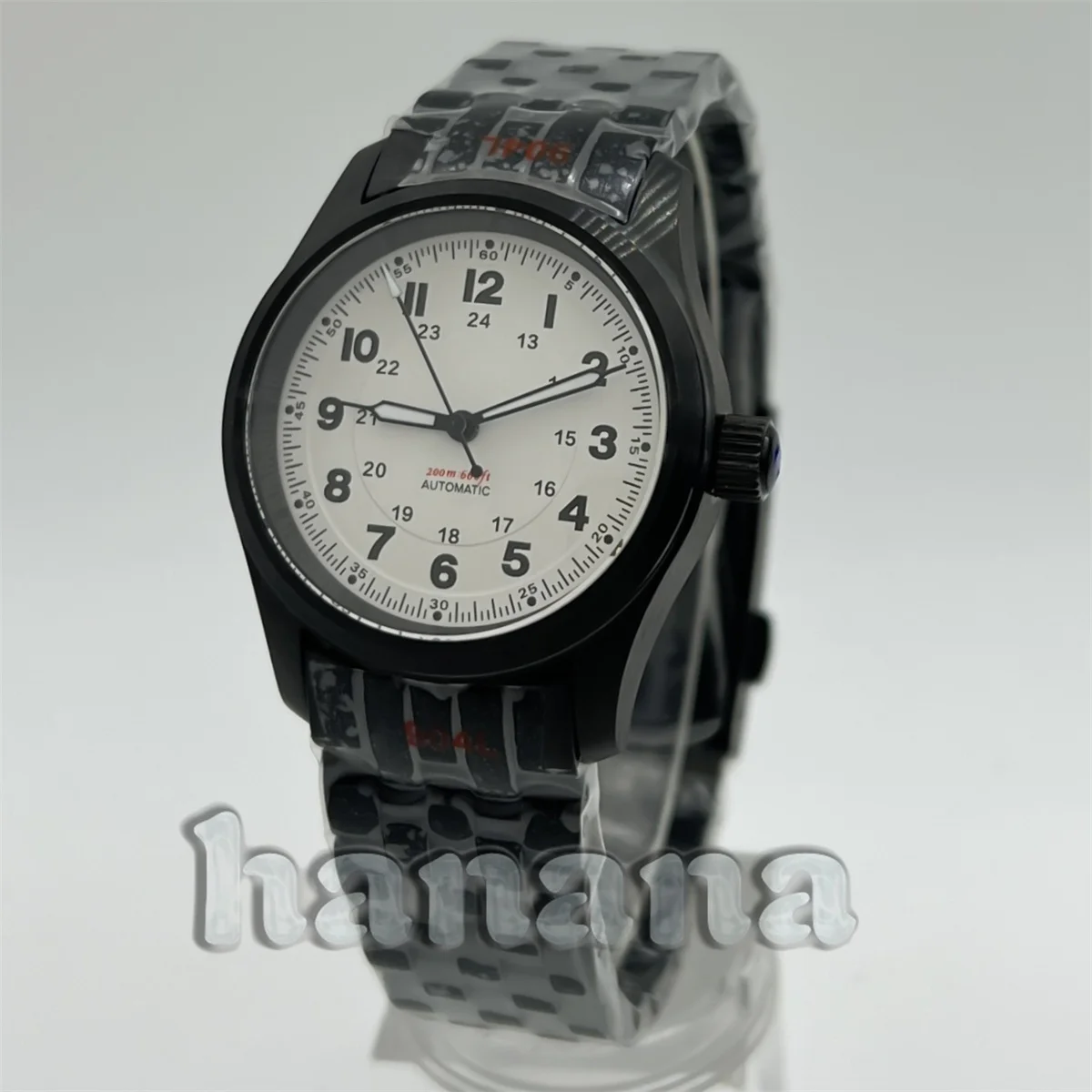 NH35 Механические пилотные мужские автоматические часы 36/39 мм с сапфировым стеклом, черно-белый циферблат, механизм PT5000, браслет из нержавеющей стали
