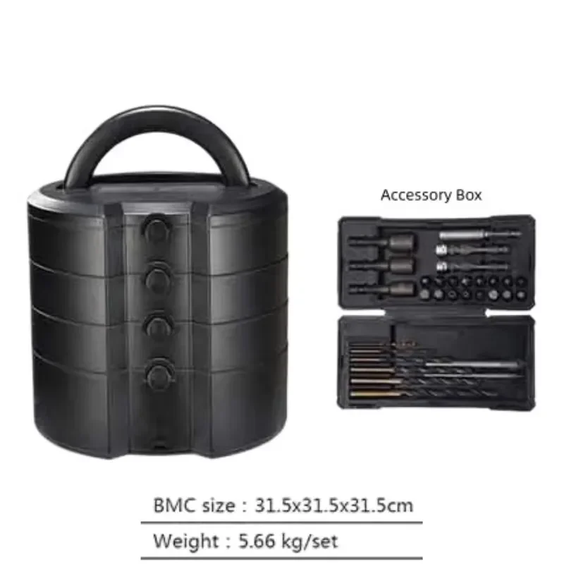 XTXS Stainless Steel Circular Toolbox Set with Four Layers Combination Wrenches Pliers Sockets & Bits for Home Machinery