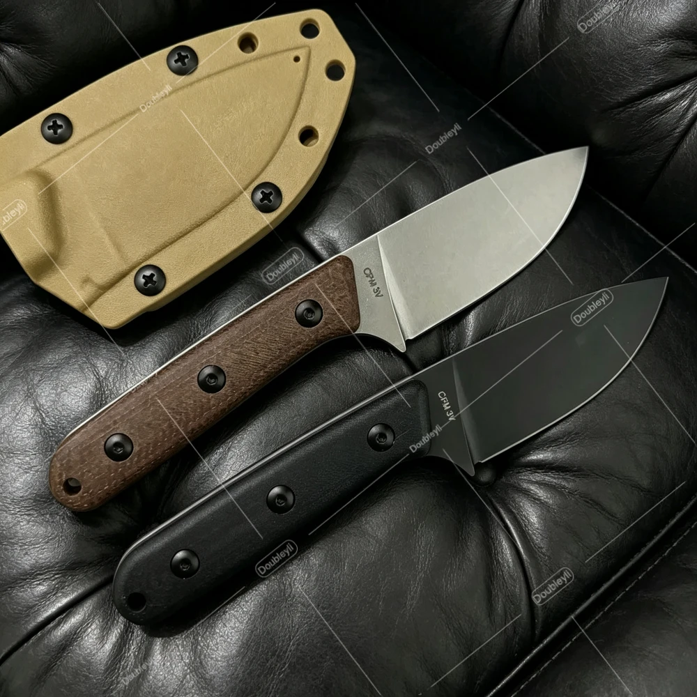 Practical New Pacaya Straight Knife Meat Slicer Slicing Knife - EDC Camping Knife Black G10 & Brown Micarta Handle Holiday Gift