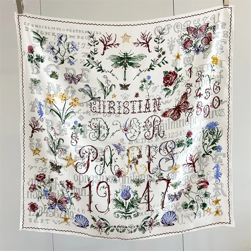 

Высококачественный шелковый саржевый шелковый большой квадратный шарф на весну и лето, новый легкий роскошный шелковый шарф тутового шелкопряда, женская внешняя шаль