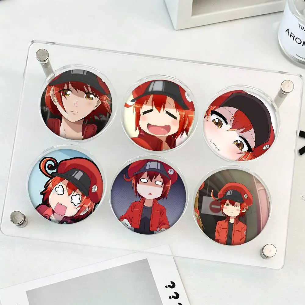 1pc Anime Cells At Work Cartoon Style Badge Brooches On Backpack Decoration Round Enamel Pins For Accessorys