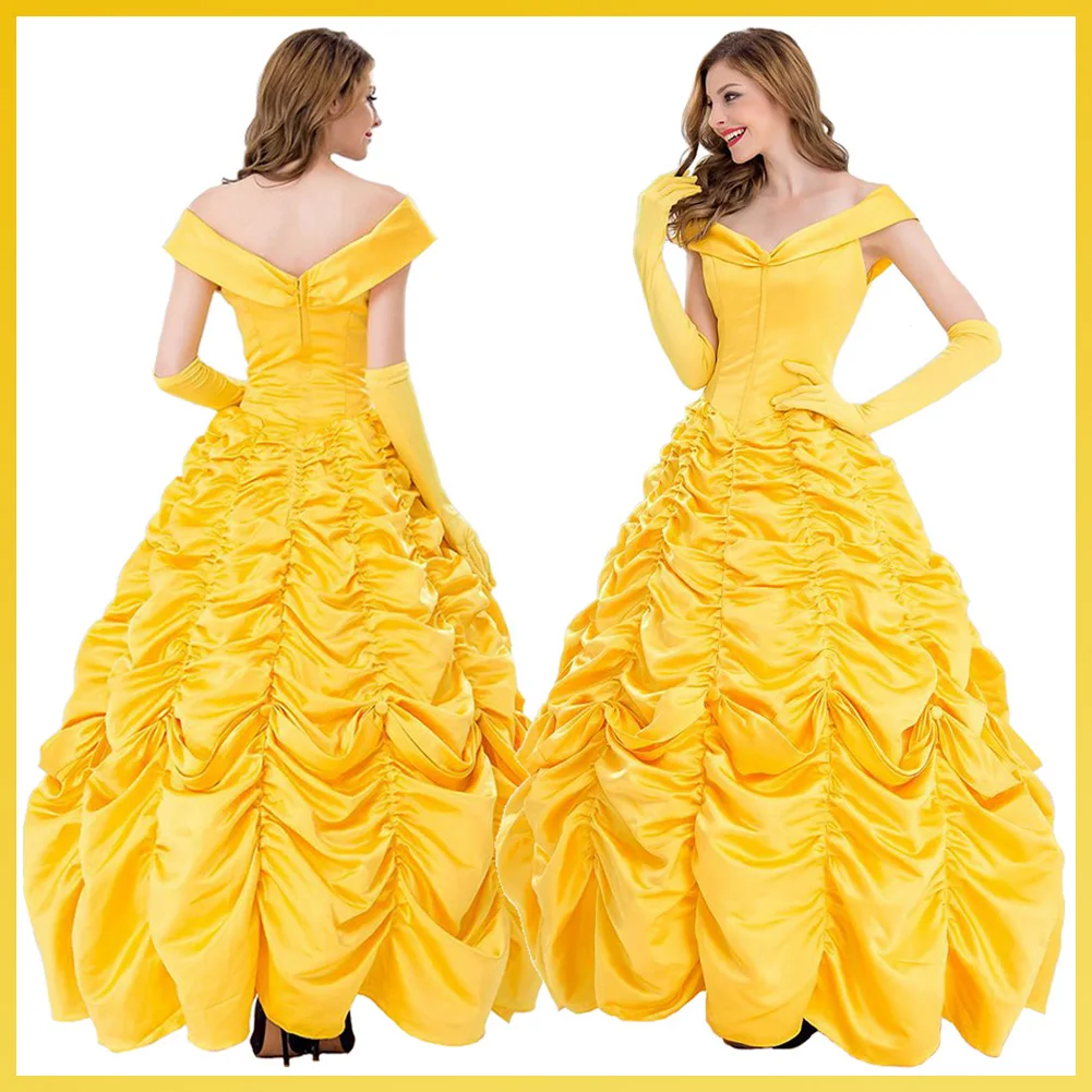 

Cartoon Princess Costume Disguise Belle Cosplay Fantasy Dress Clothing Adult Women Roleplay Fantasia Outfits Female Halloween