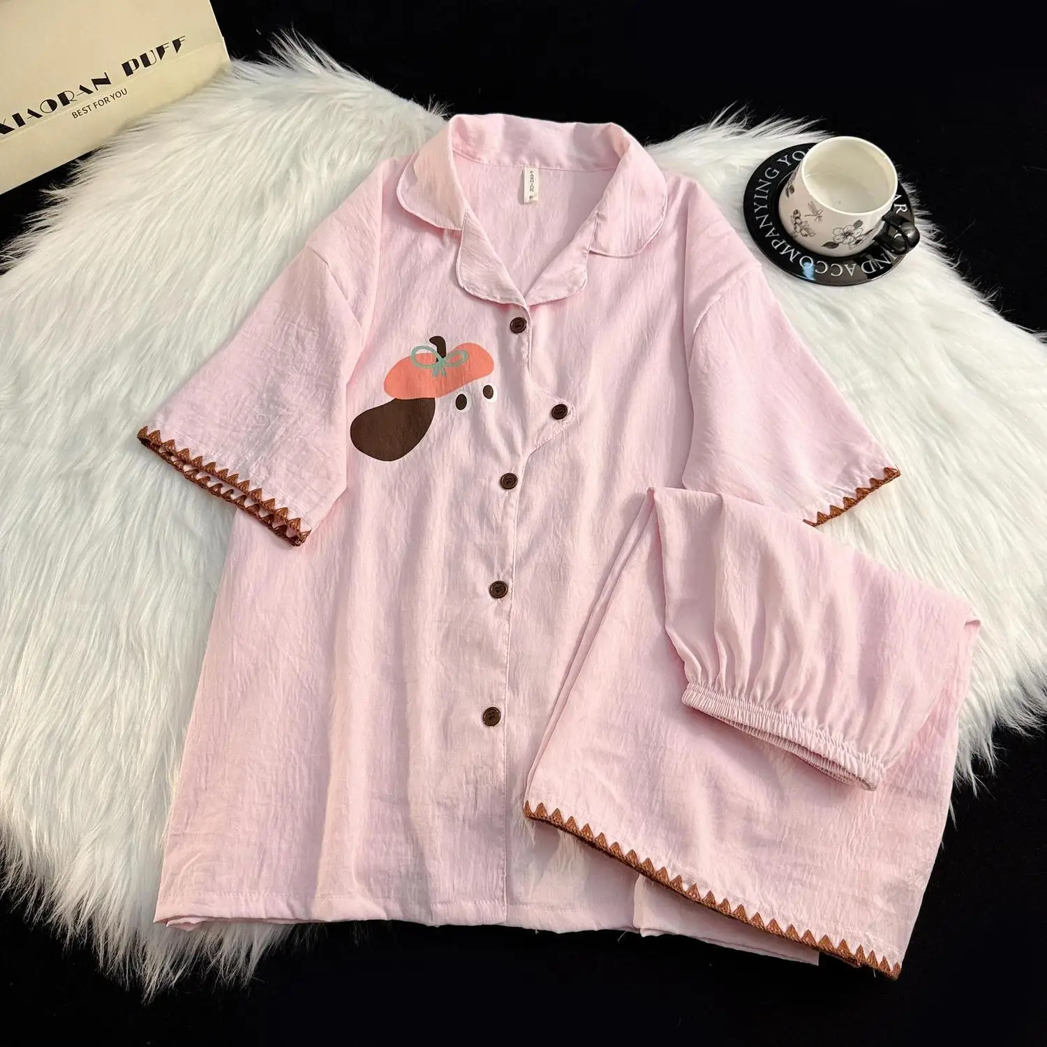 Sanrio Cute Pajamas Shorts Short Sleeve Sleepwear Summer Nightwear Femmes Pyjama Cloud Cotton Nightie Cartoon Home Wears 2 Piece