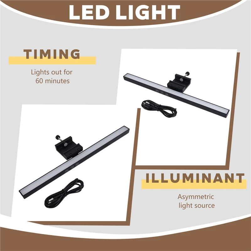 Laptop Monitor Light Bar USB E-Reading LED Work Light 3 Adjustable Color Temperature, No Screen Glare