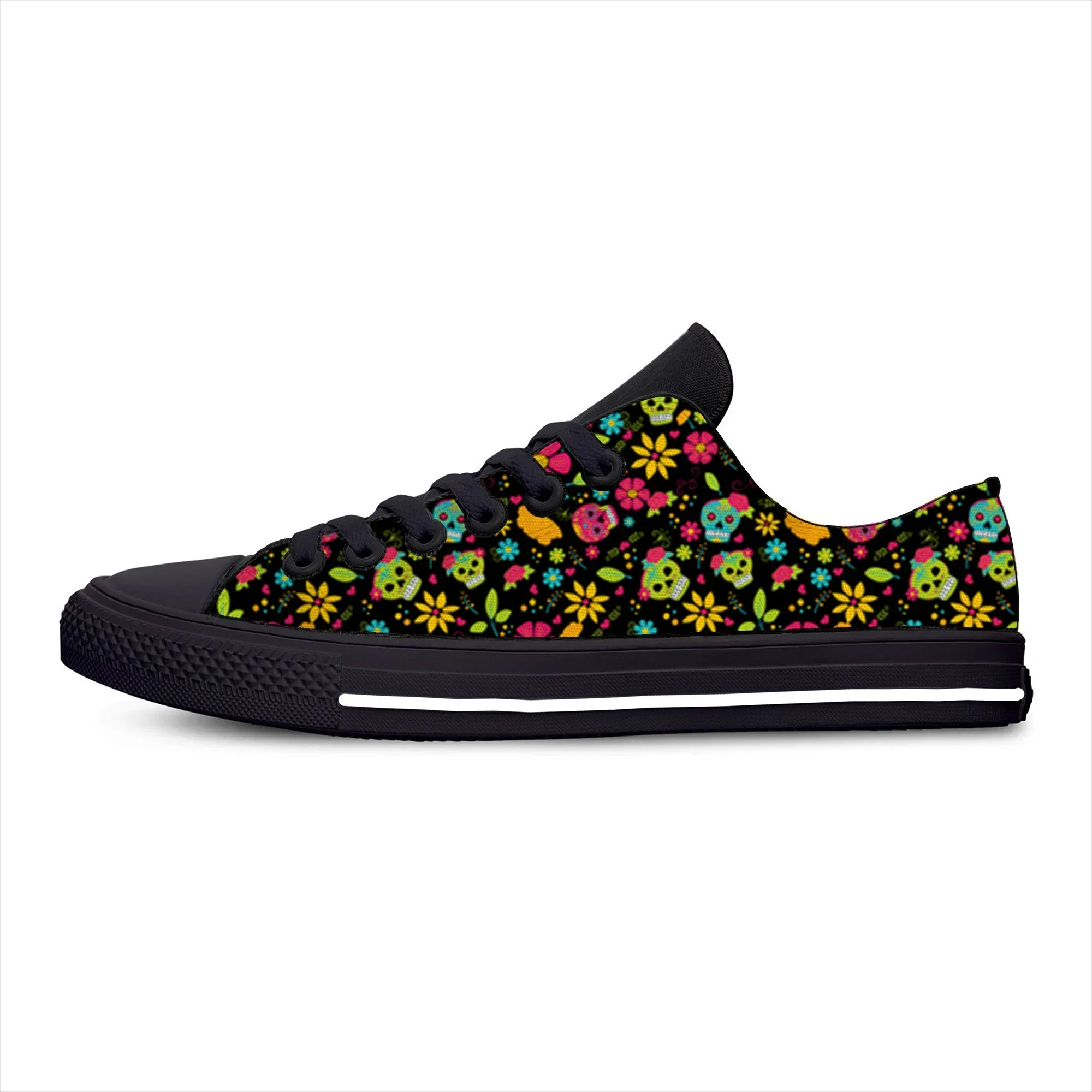 Hot Cool Summer Mexican Sugar Skull Dead Novelty Design Classic Canvas Shoes Men Women Casual Sneakers Low Top Board Shoes - view 3