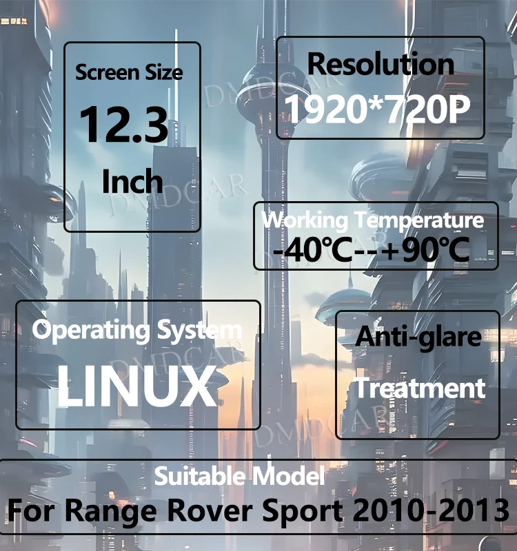 12.3 "سيارة LCD لوحة القيادة الرقمية اللاسلكية CarPlay يتميز عداد السرعة لاند روفر إيفوك 2012-2019 لوحة أداة