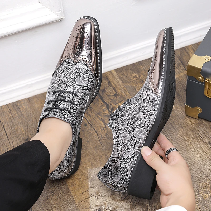 

British Style Chelsea Men Shoes with Pointed Stitching Personalized Lace Up Leather Shoes Nightclub Hairstylist Men Shoes