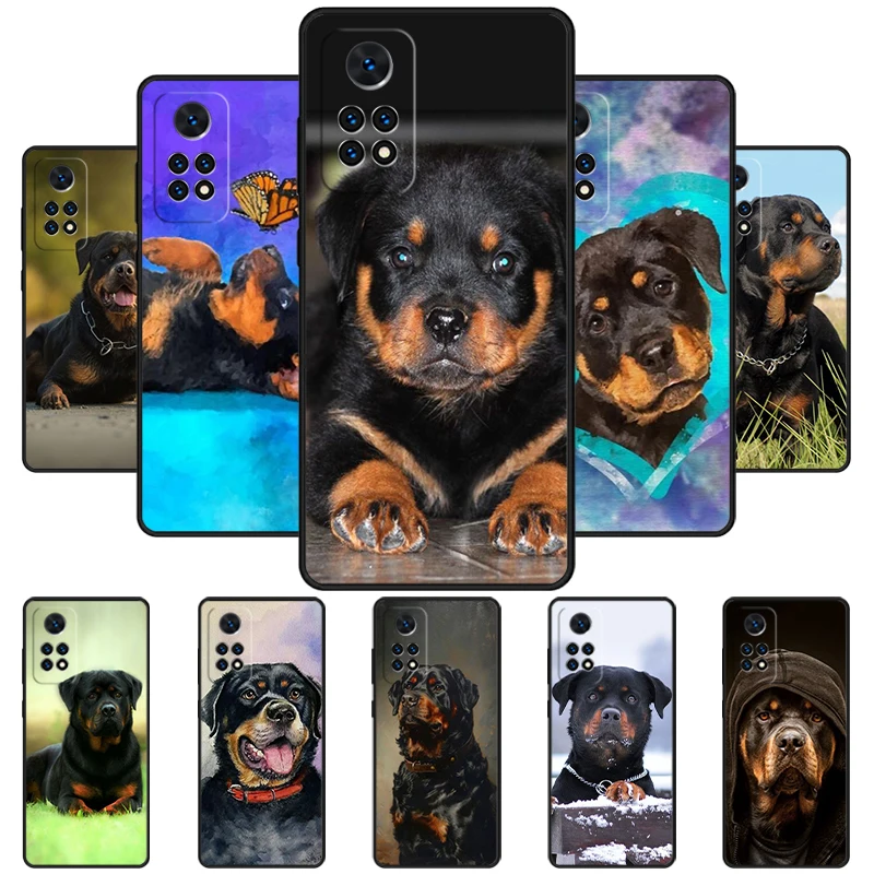 Cartoon Rottweiler Dog Phone Case For Redmi Note 11 EPro 11S 10 10T 9S Promax 8 Pro Xiaomi Mi 10 11 12X 12S Ultra Cover