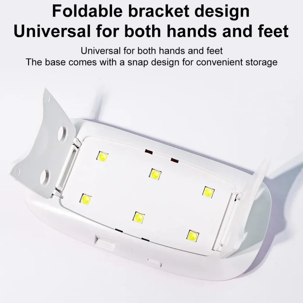 6Wミニネイルドライヤーマシン、USBケーブル付き、ポータブル6LED UVマニキュアランプ、家庭用ネイルランプ、全てのネイルの乾燥、ポリッシュ、ニス用