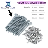 X Autohaux 48 juegos de radios de bicicleta 10G 115mm 120mm 125mm 130mm 135mm 140mm 145mm 150mm radios de rueda de bicicleta acero al carbono galvanizado