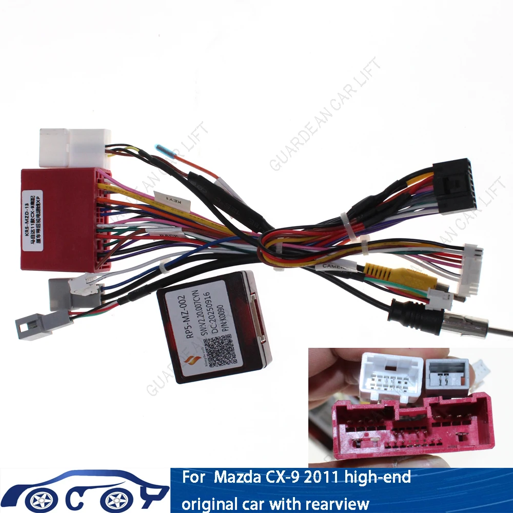 Car Radio Wiring Cable For Mazda CX-9 2007-2016 High-End Original Car Rearview 16Pin Harness Adapter With CANBUS Android Plug