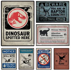 Dinosaur Warning Card Canvas Painting Jurassic Park Poster HD Printing Modern Wall Art Picture Living Room Bedroom Decor Gift