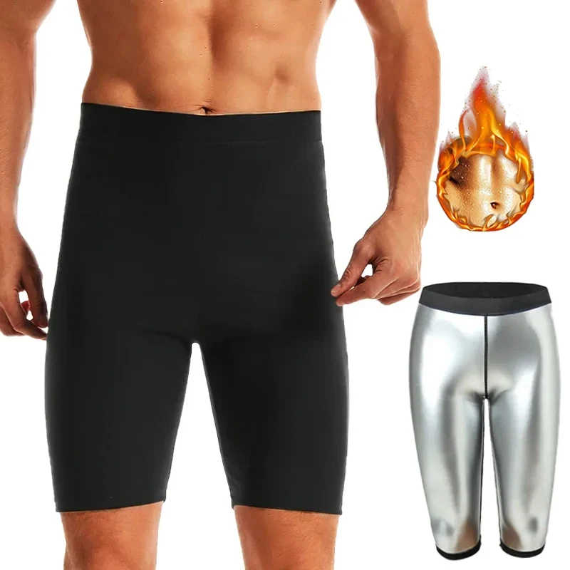 Pantalones cortos de sudoración para hombre, moldeador de cuerpo para quemar grasa, entrenador de cintura alta, ropa moldeadora adelgazante,