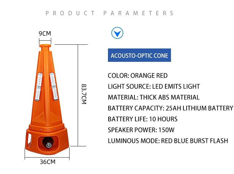 Traffic Cone Beacon Light Emitting Diode Light with Remote Charging Flash Warning Light