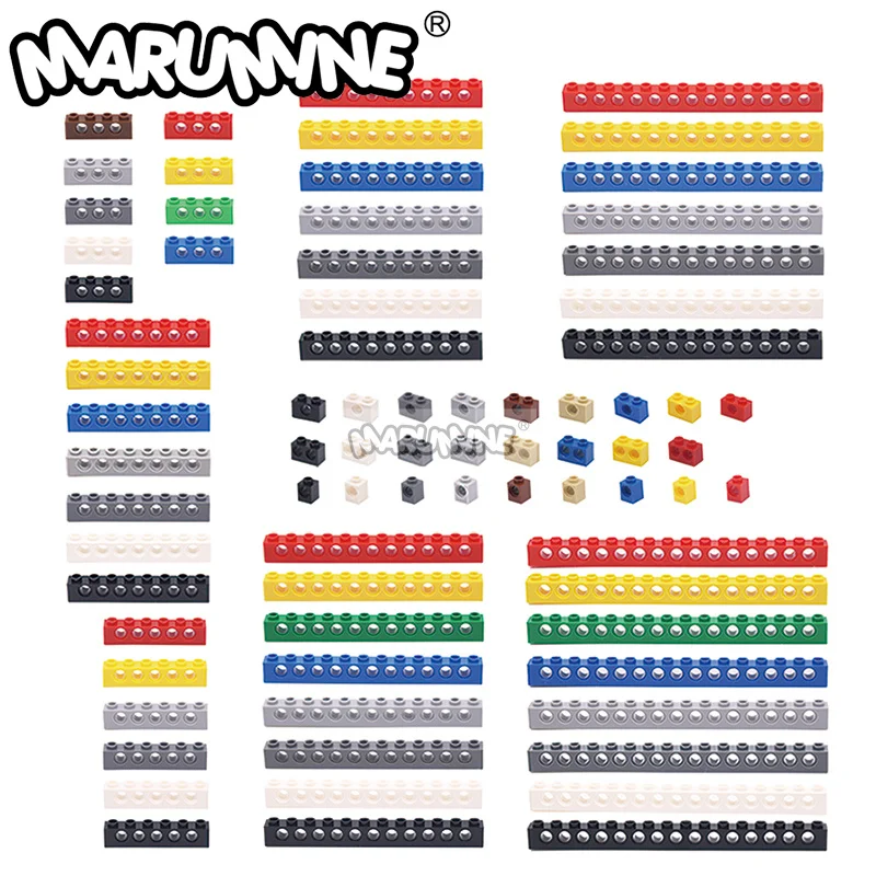 

Marumine MOC Technology Block Set Studded Long Beam with Hole Thick Bricks Compatible 6541 3700 32000 3701 3894 3702 2730 3895
