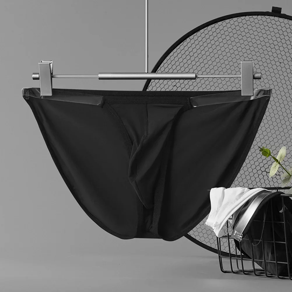 男性用のセクシーな透明な艶をかけられたシルクの下着,快適で通気性のある下着,ローウエスト,凸型ブリーフ