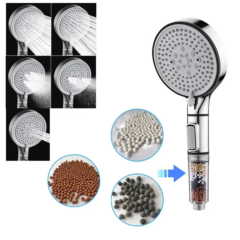 

Calcium Sulfite Filter Shower Head Bathroom 5-speed High-pressure Shower Set Multifunctional Purification Bathroom Accessories