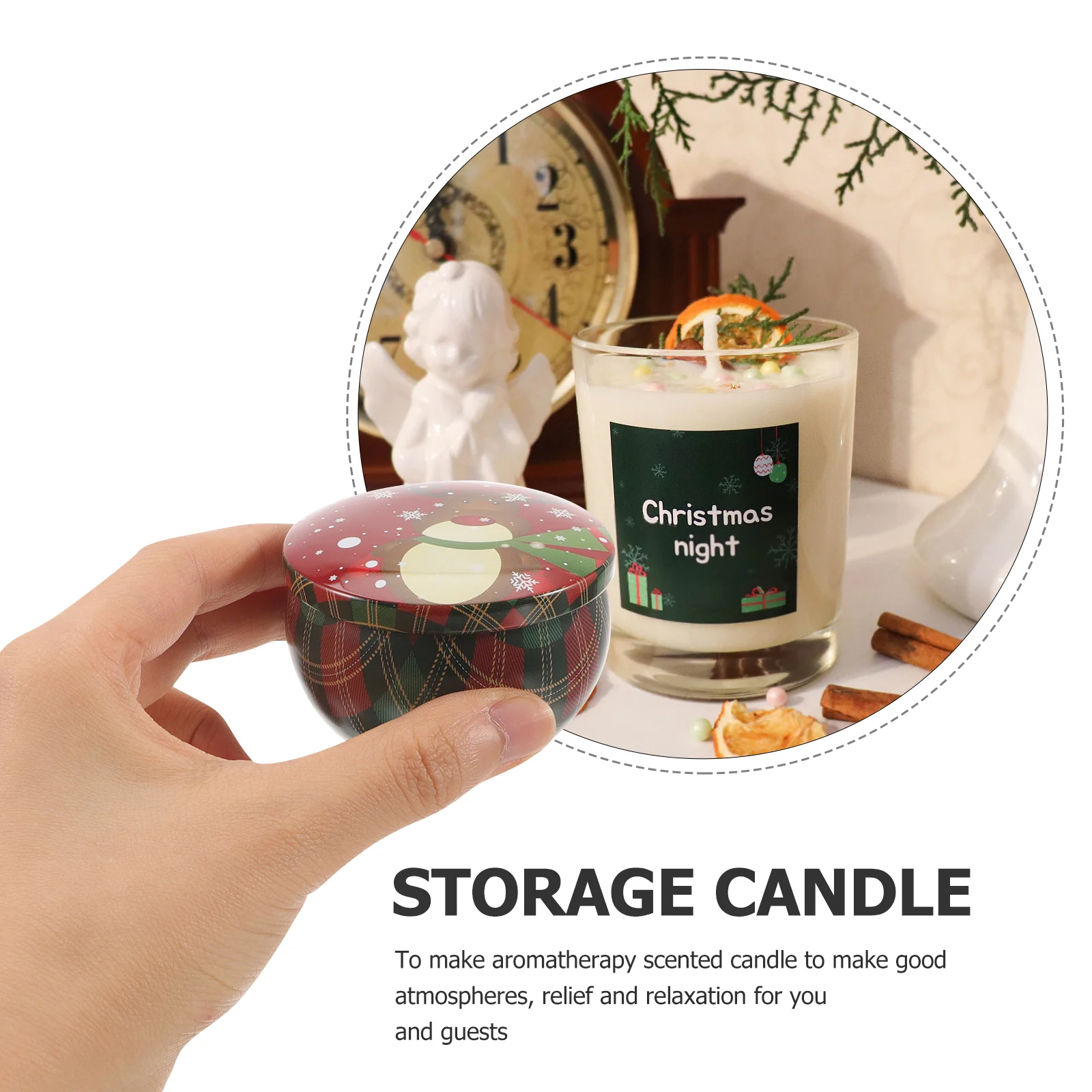 12 Pcs DIY Aromatherapy Set Tinplate Belly Jar Christmas Candles Burner Tealight Holder Decorative Tins for Making Mini