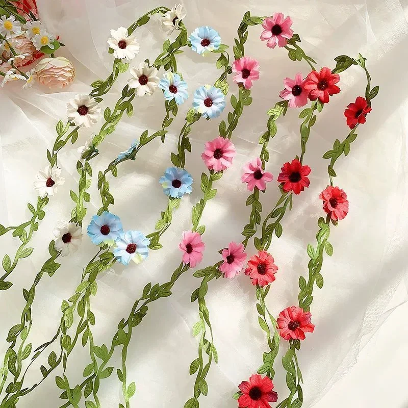 

BYL Fairy Daisy Bohemia Garland Flower Headbands Ribbon Girls Crown Women Floral Hairband Wreath Bridal Halo Headbands Headpiece