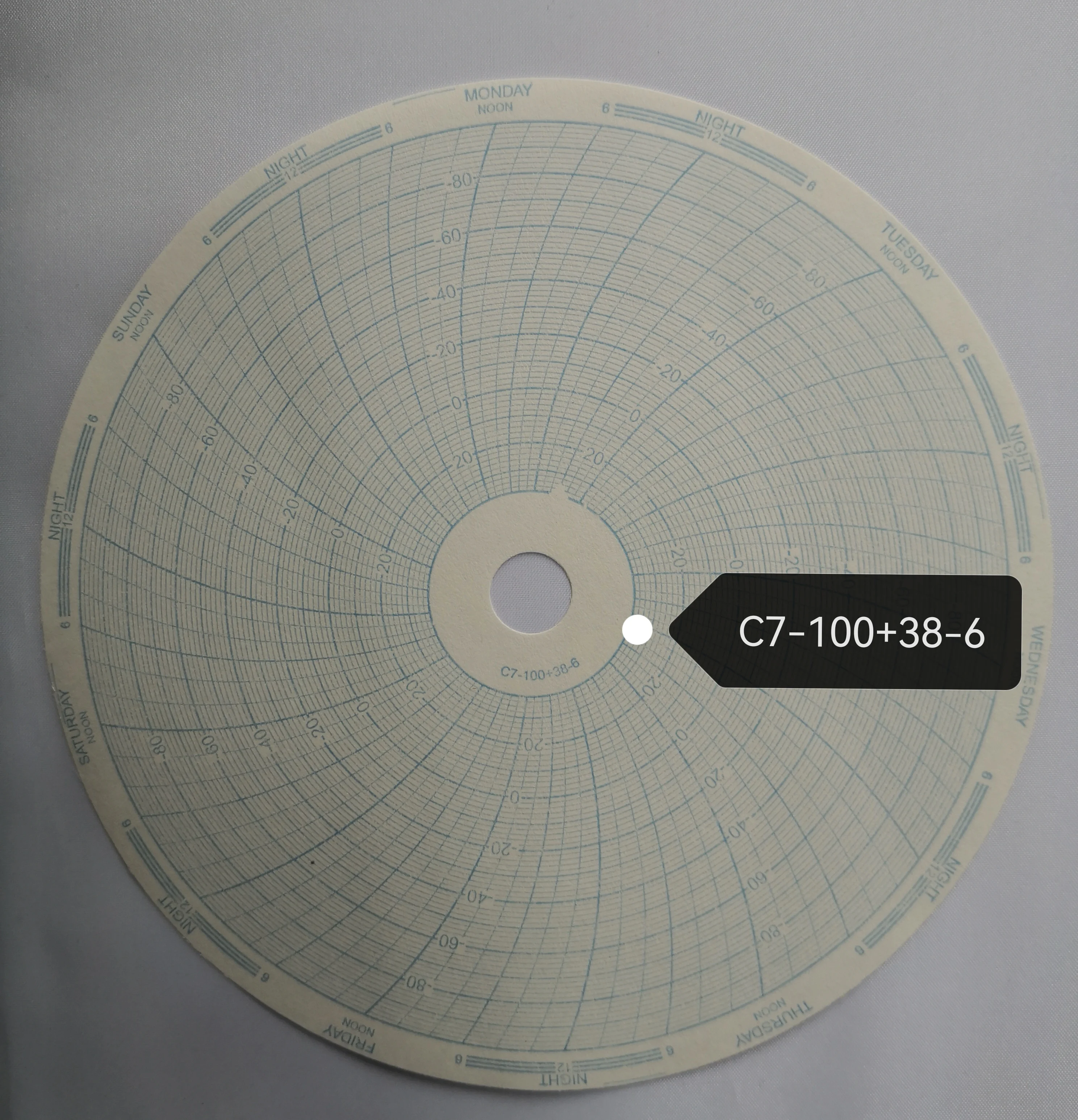 Chart paper C7-100+38-6 for COBEX 7day 6 inches 152mm circular recording paper R18-219