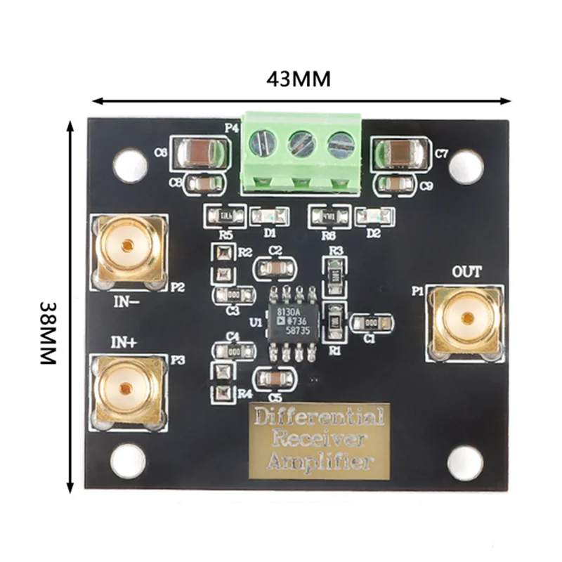 Módulo de placa amplificadora receptor diferencial A34M-AD8130, relación de rechazo de modo común de un solo extremo, placa de distorsión de bajo ruido