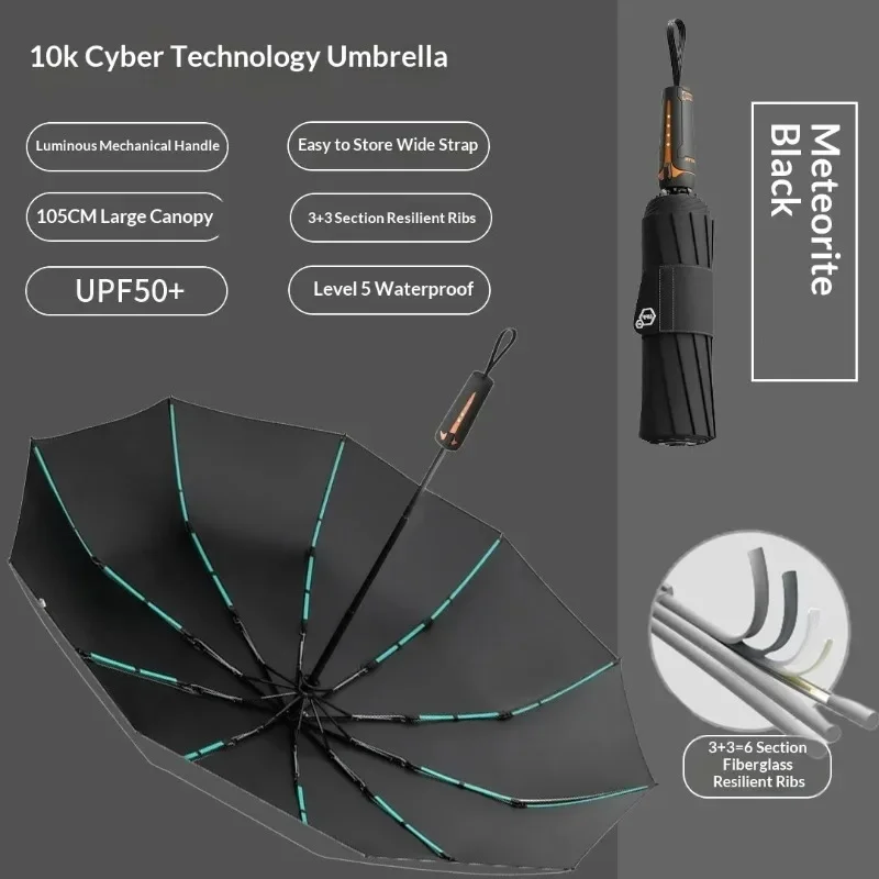 Suitable for Both Sunny and Rainy Days Cyber Style Fully Automatic Umbrella Extra Large and Reinforced Wind-resistant UV-proof