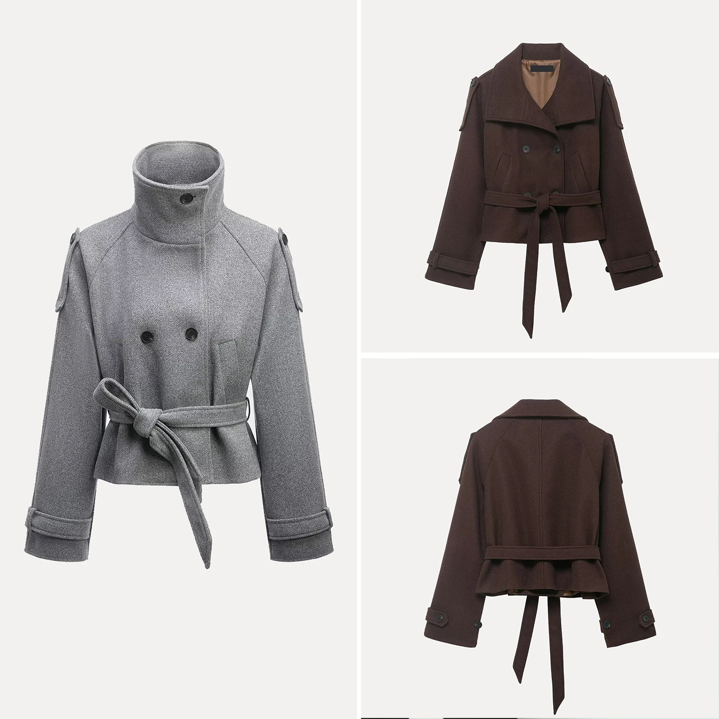 

Faionable Double-Breasted Women's Jaet 2025 Winter New Sle Personali Outerwear Top with Waist Strap Z Brand