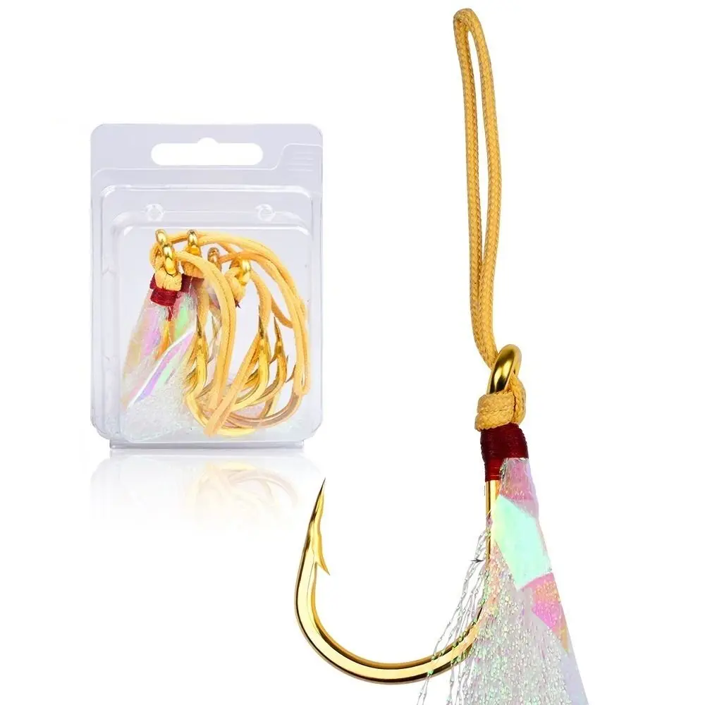 

Carbon Steel Slow Jigging Hooks Strong Sharp Fishing Lure Assist Hooks Barbed Fishhook Single Jig Hooks Saltwater