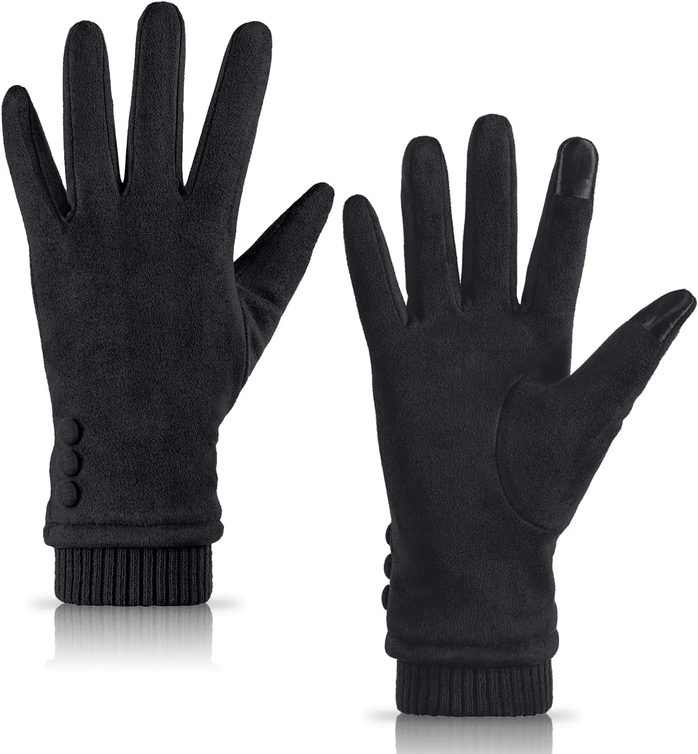 Women Winter Cold‑Proof Gloves, Thermal Fleece Lined Windproof Warm Full‑Finger Gloves for Outdoor Commuting Driving Daily Wear