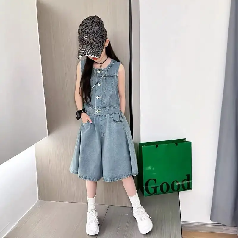 بدلة صيفية للبنات 2025 ملابس أطفال ملابس كورية للفتيات 10 12 سنة أطقم ملابس بناتي معطف أطفال 7 8 مجموعة 6