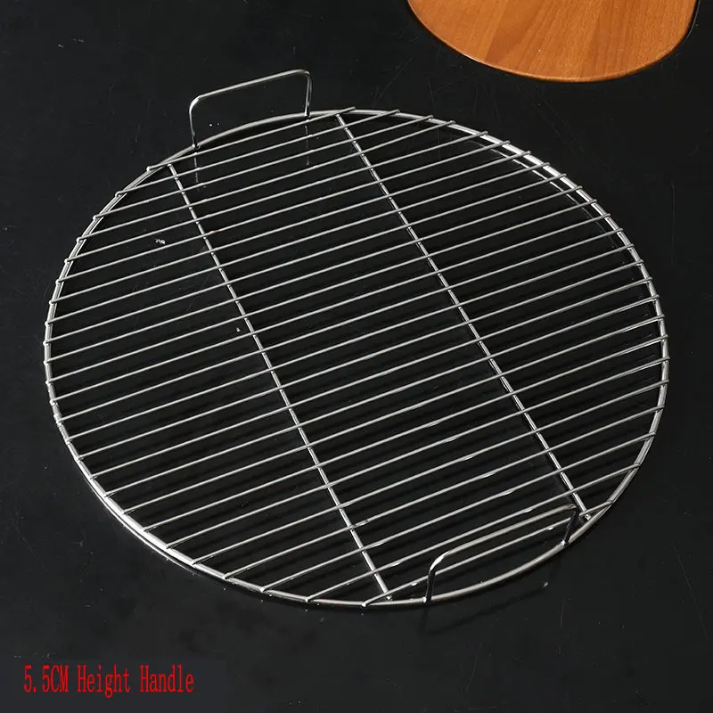 Stainless Steel 304 Food Grade ROUND BBQ Charcoal Grate Barbecue Grill Wire Grid Mesh Net with Two 5.5CM Handles for Handy Use