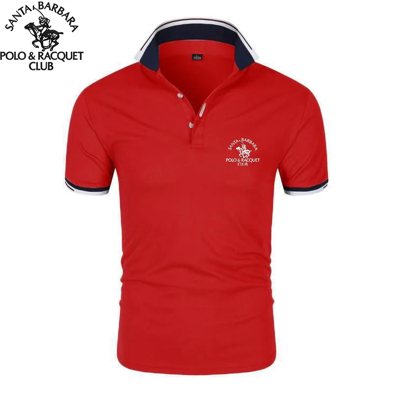 SANTA BARBARA POLO & RACQUET CLUB poliéster nueva ropa de hombre verano manga corta moda negocios Casual solapa Polo diseño de l