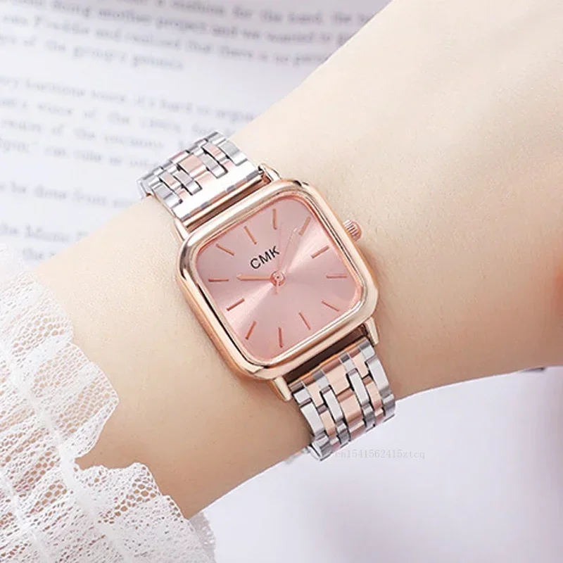 Fashion Square Watch Women Silver Watches Stainless Steel Band Quartz Wristwatches Ladies Relogio Feminino Montre Femme 2024