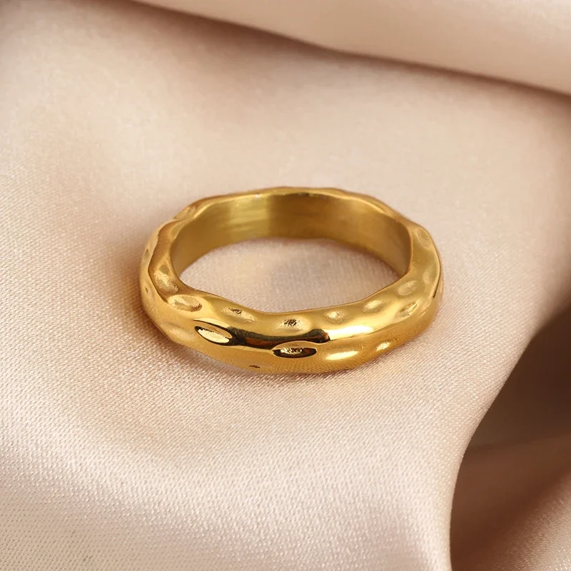 

18K Gold Plated 316L Stainless Steel Geometric Rings Finger Chunky Wedding Trend Engagement Wedding Jewelry Anillos Mujer