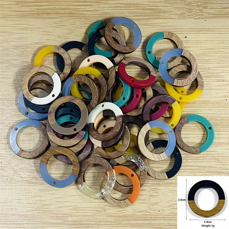 10 Uds. De dijes de madera de resina con forma de lotes, colgante geométrico cuadrado de gota de agua redonda hueca Vintage para pendientes, fabricación de joyería Diy