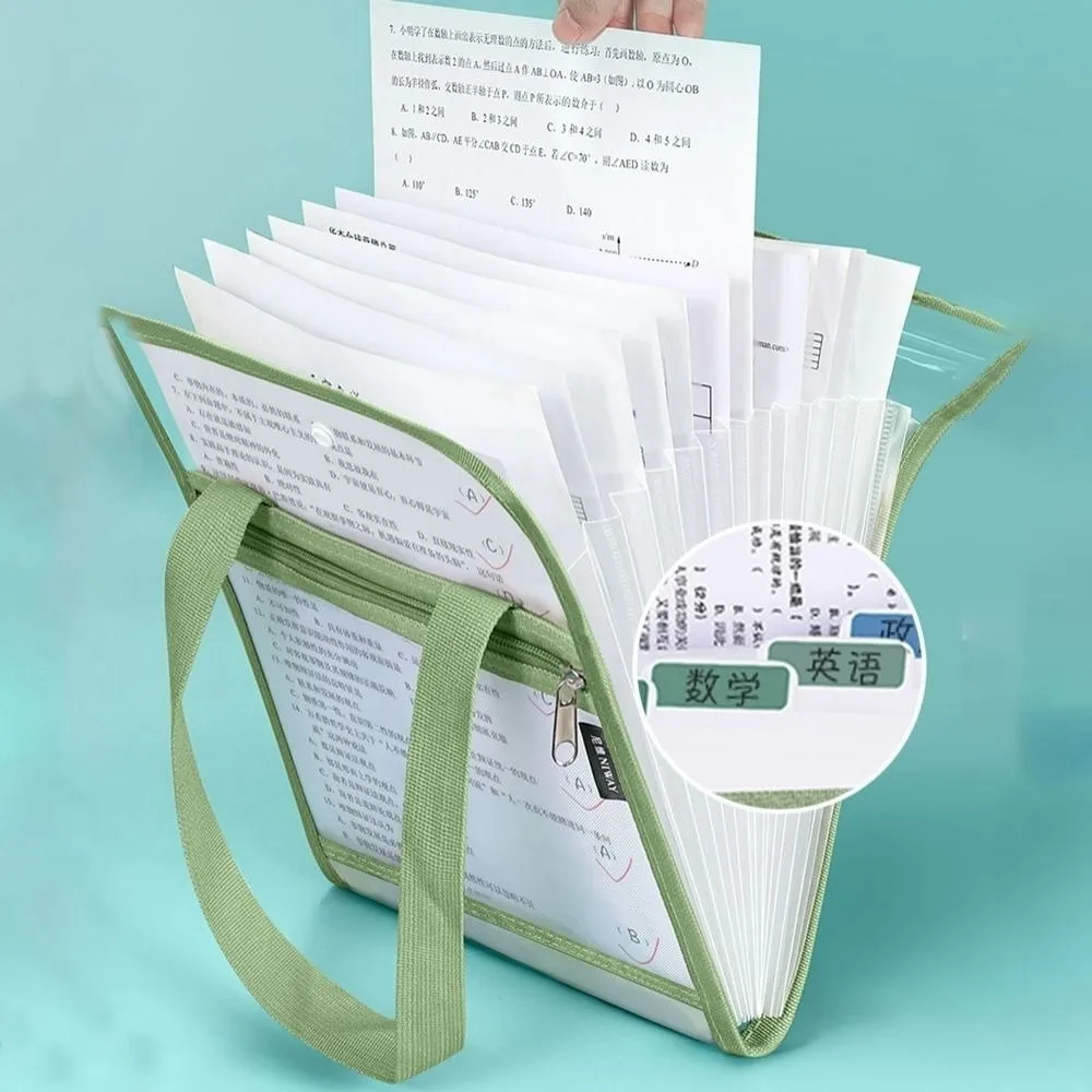 New PET Document Storage Pouch 13 Layer Transparent Transparent File Bag Portable Large Capacity Data Storage Bag