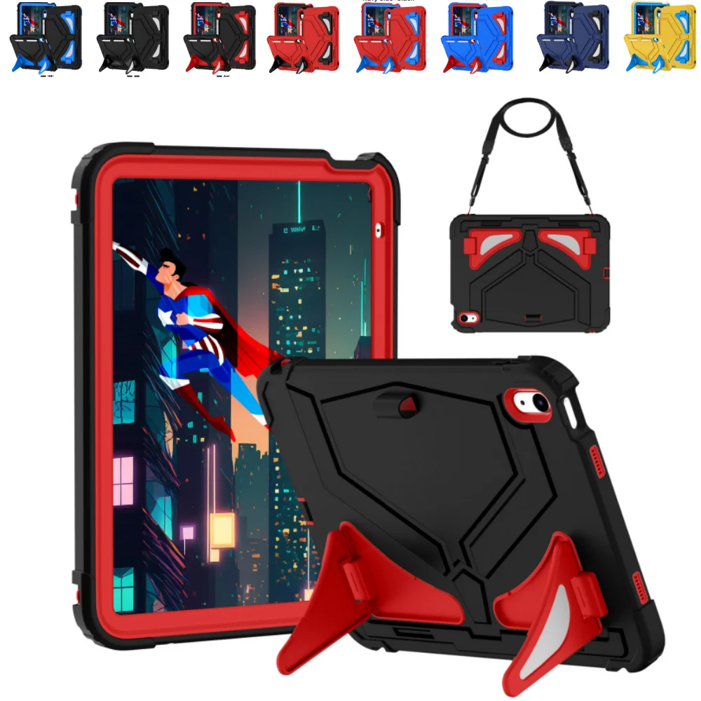 Heavy Duty Protective Case For iPad 11th 11 inch 2025 10th 10.9 Protection Shockproof Tablet Cover Built-in Kickstand with Strap