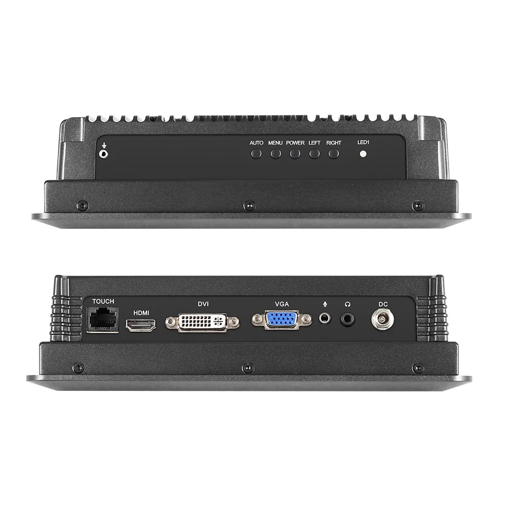 7 inch Industrial LCD Monitor, VGA & HDMI & DVI Display Inputs, Touchscreen & High Brightness & Customization Optional